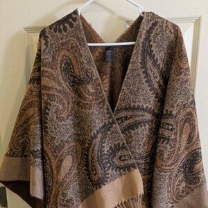 East 5th Womens One Size (large) Brown Paisley Knit Wrap